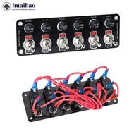 HUAIHAO 3 Gang/6 Gang Toggle Switch Panel On/Off Rocker Toggle Switch with 10A Fuse Racing Cars RV C