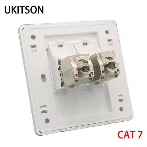 2 Ports CAT7 CAT6A RJ45 Wall Faceplate With Zinc Alloy CAT.7 CAT.6A Keystone Jack Socket For 10G Net
