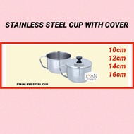 4 SIZES l ZIRAFAH l Stainless Steel FAT Cup With Cover, 10/12/14/16cm