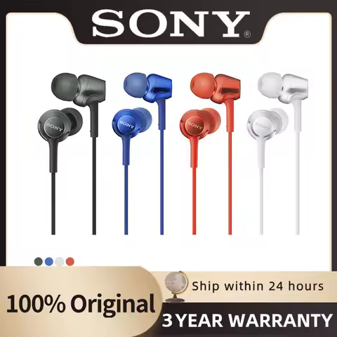 Sony MDR-EX255AP In Ear Wired Earphone Built-in Microphone Stereo Sound Music Gaming Headphones For 