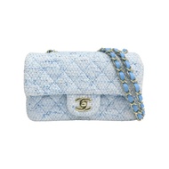 淺藍 毛尼 COCO 20 鍊帶 肩背包 銀釦【CHANEL 香奈兒】 A69900