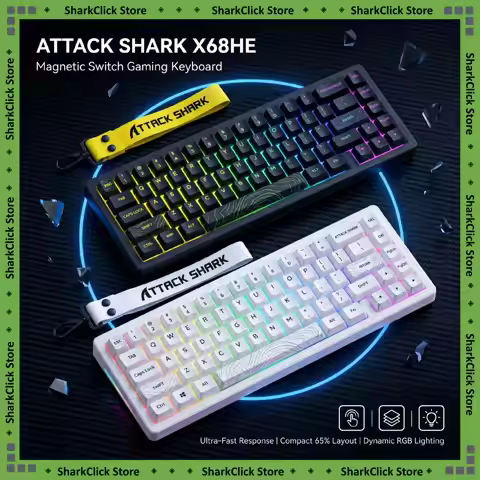 ATTACK SHARK X68HE 68 Keys Magnetic Axis Keyboard 8000Hz Polling Rate 0.01mm Rapid Trigger RGB Backl