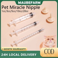 2 in 1 Miracle Nipple for Kitten Puppy with 1cc/3cc/5cc/10cc/20cc Pet Handfeeding Syringe