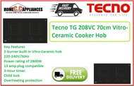 TECNO TG 208VC Tecno 70cm Vitro-Ceramic Cooker Hob / FREE EXPRESS DELIVERY