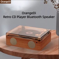 Orangedi Retro Portable CD All-in-One Player 5.0 Bluetooth Audio English Learning Machine Record Player Home Music Album Bluetooth Speaker Portable Player CD CD Audio Birthday Gift