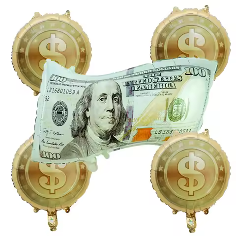 5pcs money banknote balloons, large size dollar counterfeit reusable balloons, for birthday decorati