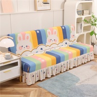 【NEW】2/3/4 Seater Sofa Bed Cover Cartton Design Elastic Printed Anti Slip Sofa Cover with Skirt Armless Sofa Bed Cover Retractable Fabric Stretch Printed Non Slip Sofa Covers