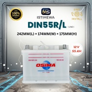 OSIMA DIN55 / DIN55L / DIN55R Wet Car Battery | Bateri Kereta | Proton X50 Satria Persona Forte XC90