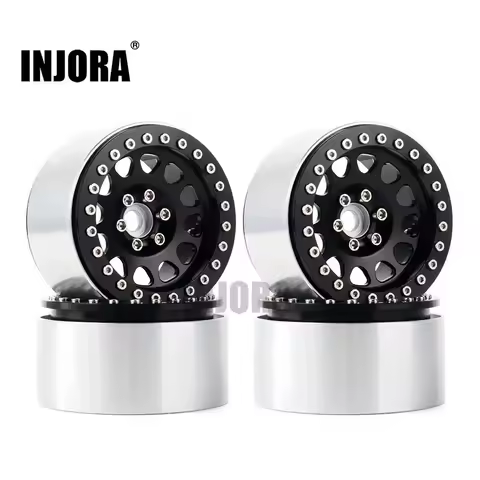 INJORA 4PCS 1/10 RC Rock Crawler Aluminum 2.2 Beadlock Wheel Rims for Axial SCX10 RR10 Wraith 90048 