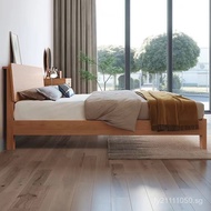 Nordic Small Apartment Japanese Style Double Bed Simple Solid Wood1.35Solid Wood Bed B&B White Wax W