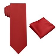 KOOELLE Mens Tie Set Solid Color 3.15" (8CM) Formal Tie and Pocket Square Set For Men