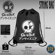 Thick Canvas Drawstring Bag with Japan One Oke Rock Band Logo Motif / Trendy Baby Canvas Premium 100