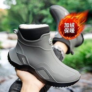 Rain Boots Short Tube Men's Adult Waterproof Shoes Women's Rain Boots Anti-slip Wear-resistant Rubbe