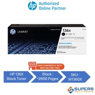 HP 136X Black Original High Yield  LaserJet Toner Cartridge [W1360X]
