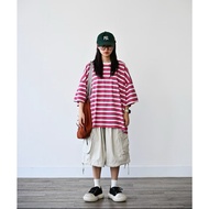halo Selection 2 Korea FARMERS MARKET Striped Pocket Short t Sleeve oversize Men Women Unisex 2 Colo