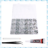 [R Q M U] Resin Jelly Rhinestones 24 Grids Bedazzling Kit 10000Pcs 2/2.5/3/4/5/6mm Flatback Gems for
