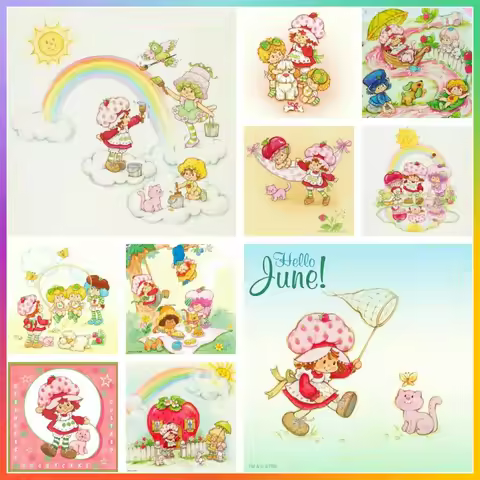 Strawberry Shortcake Cute Girl Diamond Painting Printed Embroidery Puzzle Cross Element Mosaic 5D DI