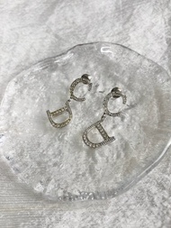 【日本直送 名牌中古包】Christian Dior   CD Logo 綴飾 鑽石 復古 耳環 biaucg