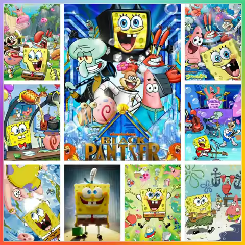 Sponge and Bobs Square Pants Cartoon Diamond Painting Cross Stitch Kit 5D DIY Art Mosaic Embroidery 