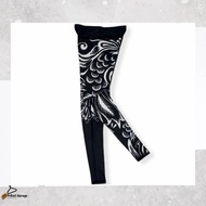 HK66 Black Full Print White Women's Leggings Pants 28
