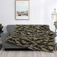 LZD VINTAGE TIGER STRIPE Blankets Fleece Summer camouflage vintage camo Portable Lightweight Throw B