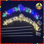 Happy Birthday LED Sign Light with Illuminated Letters, Birthday Cake Decoration Light, Flower Bouqu
