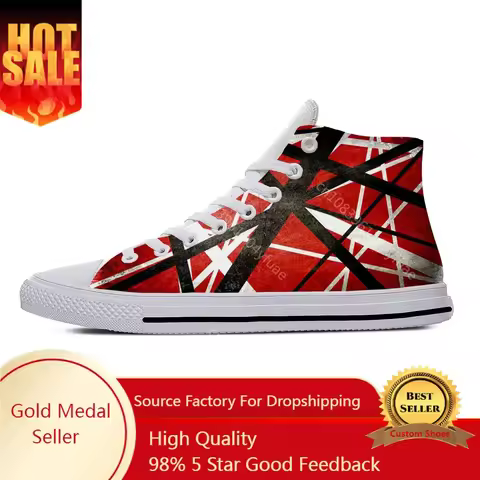Hot EVH 5150 Stripes Guitar Metal Rock Music Band Breathable High Top Casual Shoes Men Women Sneaker