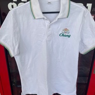 Second Hand White Polo Shirt With Logo Embroidery Chang Beer