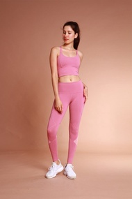 【換季特惠】#1316 高腰網紗微透膚口袋九分緊身褲 吸溼排汗-粉