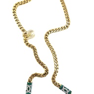 Chanel 閃鑽綠琺瑯吊墜項鍊 瘦瘦的仙女可以當腰鏈。