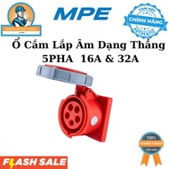 Straight Recessed Socket 5P16A & 32A(MPN2-3152) IP67 6H 415V, Genuine MPE