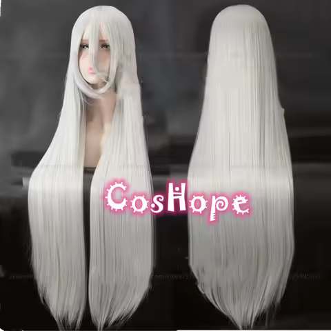 A2 Cosplay Wig Women 100cm Long Straight Hair Silver Wig Cosplay Anime Cosplay Wig Heat Resistant Sy