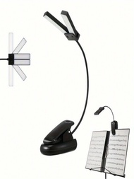 Luz LED para atril de música con clip de 1 pieza - Luz de lectura, lámpara LED para cama, 3 niveles de brillo, ideal para músicos, pianistas (no incluye baterías AAA)