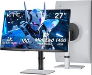 KTC 27 吋迷你 LED 遊戲螢幕 - 1440P 顯示器 180Hz、HDR 1400、M27T6 自適應同步,148% sRGB,HDMI DisplayPort,2K 顯示器遊戲玩家,傾斜旋