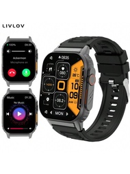 男女老人血糖智慧手錶:具有ai語音控制,100多種運動模式,ip68防水,血壓心率跟踪 - 2.01英寸觸摸屏手錶,適用於android Ios手機健身追踪器,附無線通訊功能。