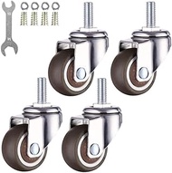4-Pack 1.5 Inch Small Tiny Shopping Cart Wheel Swivel Caster Wheels Soft Rubber TPE M8x 20mm Mini Th