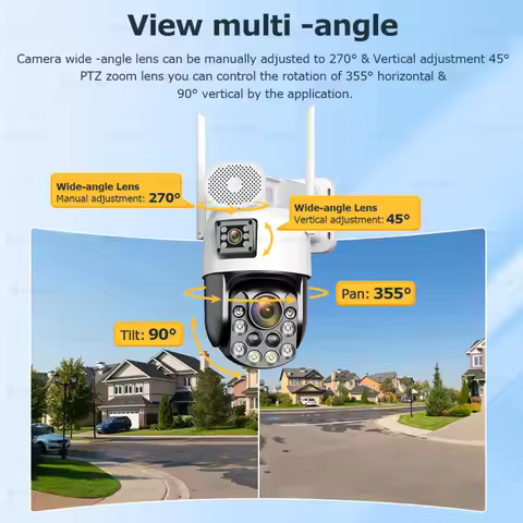 4K 60X Optical Zoom Solar Cameras Outdoor 4G SIM Card Dual Lens 360 Security 31200 Mah 7/24 Hour Hum
