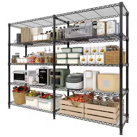 Heavy Duty Storage Shelves 4/5 Tiers Metal Shelving Unit Adjustable Organization Pantry Shelves for 