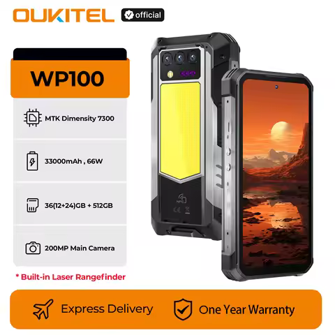 Oukitel NFC Rugged Phone WP100 33000mAh with Laser Rangefinder, 5G Smartphone 36GB(12+24)+512GB 200M