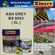 ASH GREY BS 9093 ZINXER EPOXY FLOOR PAINT 4L + 1L = 5L