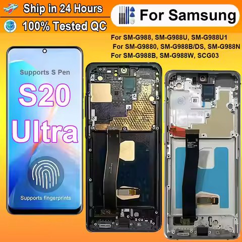 AMOLED Screen For Samsung Galaxy S20 Ultra G988B G988U G988 Lcd Display Touch Screen Digitizers S20U