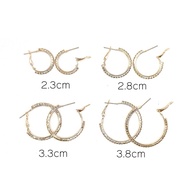 thegetrichstore [HS9] ต่างหูห่วงใหญ่แต่งเม็ดเพชรรอบวง ราคาต่อ1คู่ ตัวล็อคแบบสปริงดีด สีเงินและสีทอง