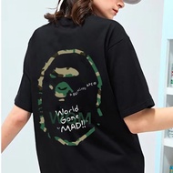 100% Original ape casual couple round neck bape baju t shirt top head moon letter looseA bathing ape