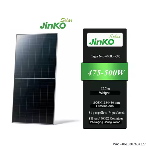 Jinko Tiger Neo 60HL4-(V) 475-500W N-type Solar Panel High Efficiency High Quality Solar Panel 475w 