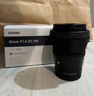 Sigma 16mm f1.4 e mount 連 filter 廣角大光圈 sony APSC 16 1.4