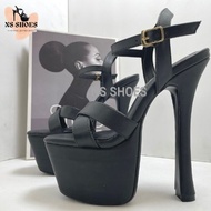 NS SHOES high heels with open toe double sole and X-shaped straps, luxurious, easy to walk in, very 