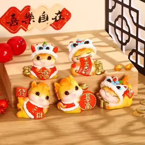 Cute Cartoon Horse Figurine Pony Resin New Year Mascot Miniature Good Luck Chinese Style Zodiac Orna