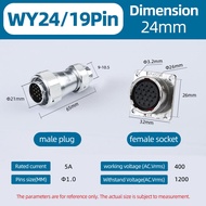 ZHQCN WY/HY24 TE+ZM IP67 Waterproof Connector 2/3/4/9/10/12/19Pin For Machinery Audio Video Equipmen