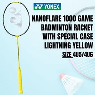 YONEX Nanoflare 1000 Game Badminton Racket with Case - Lightning Yellow (824) - 4U Size