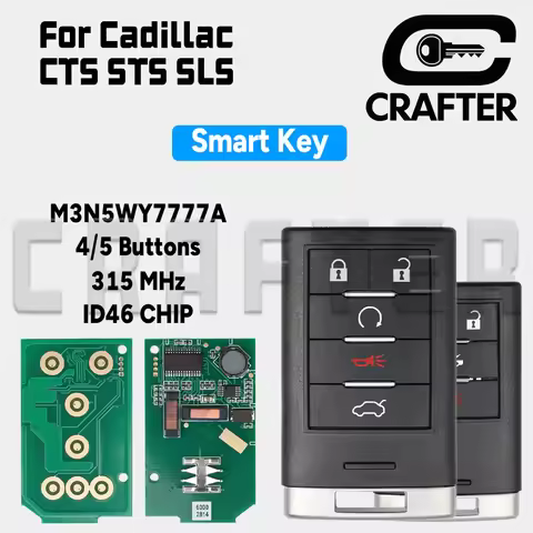 Key Crafter M3N5WY7777A 315MHz ID46 Smart Remote Car Key 4/5 Buttons For Cadillac CTS STS SLS 2008 2